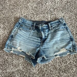 Light Wash Distressed Denim Shorts - Women